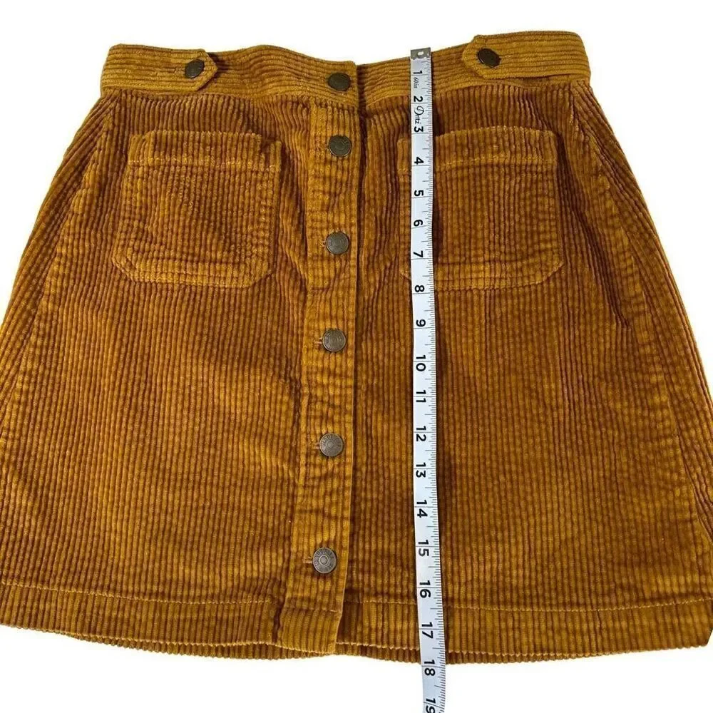 Madewell Corduroy Patch Pocket A-line Mini Skirt‎ w Button Front Womens 8